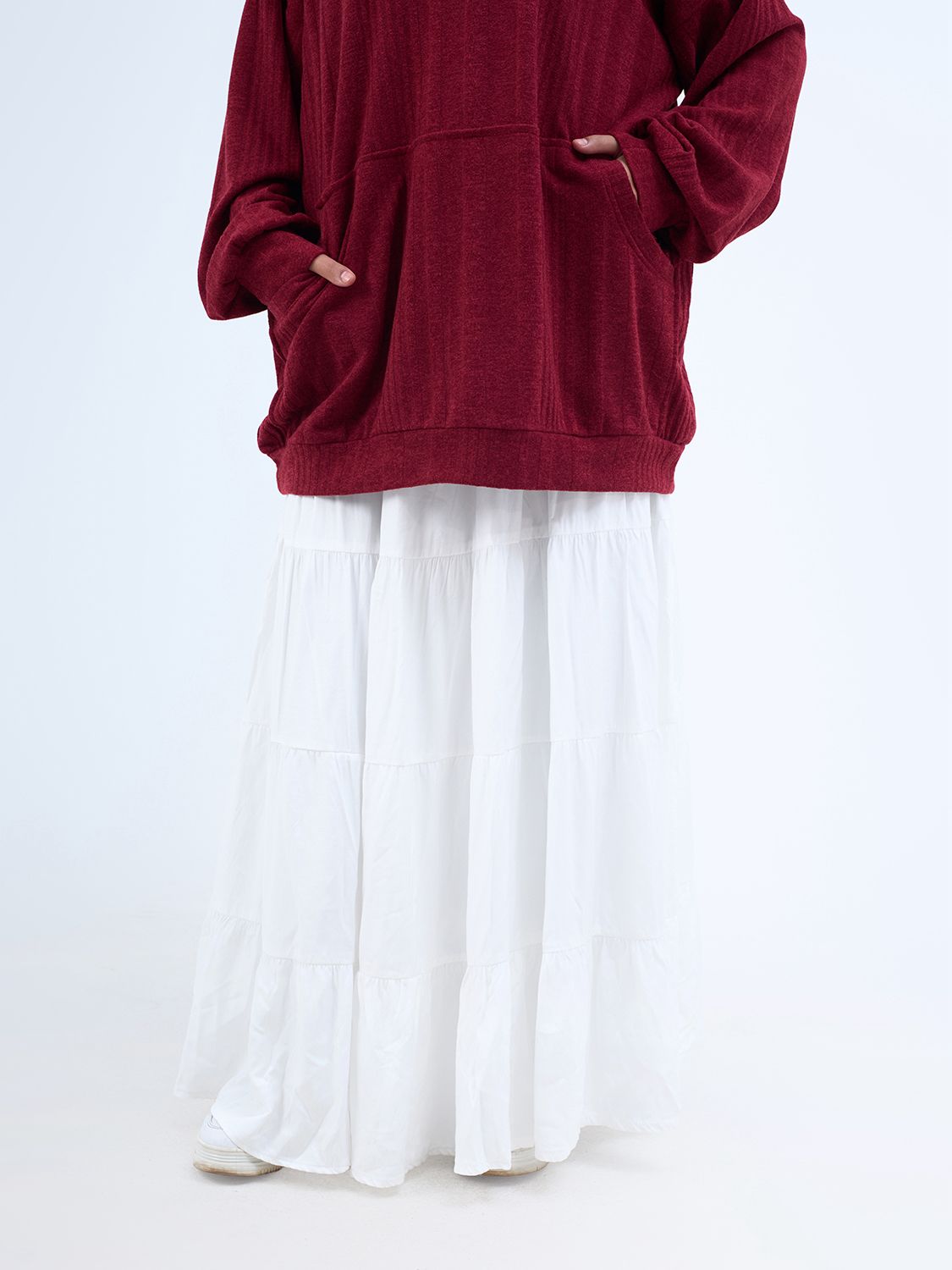 Fluffy oversized sweater - Burgundy