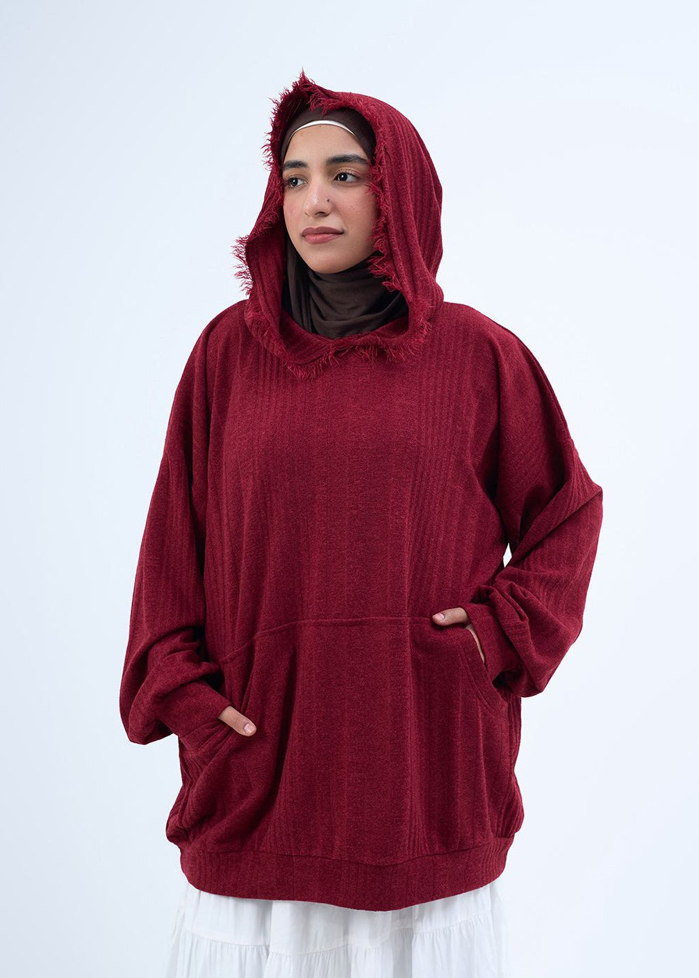 Fluffy oversized sweater - Burgundy