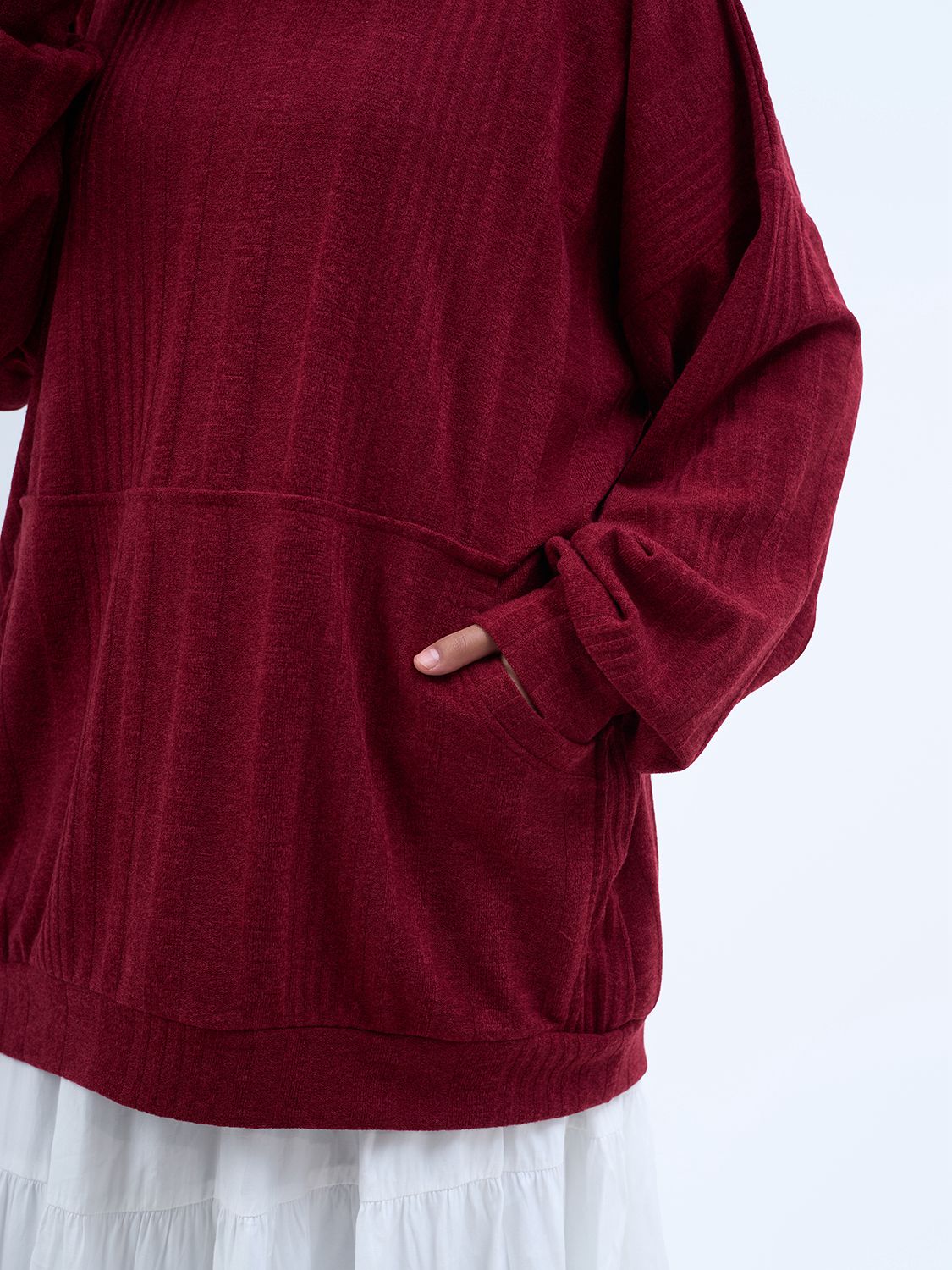 Fluffy oversized sweater - Burgundy