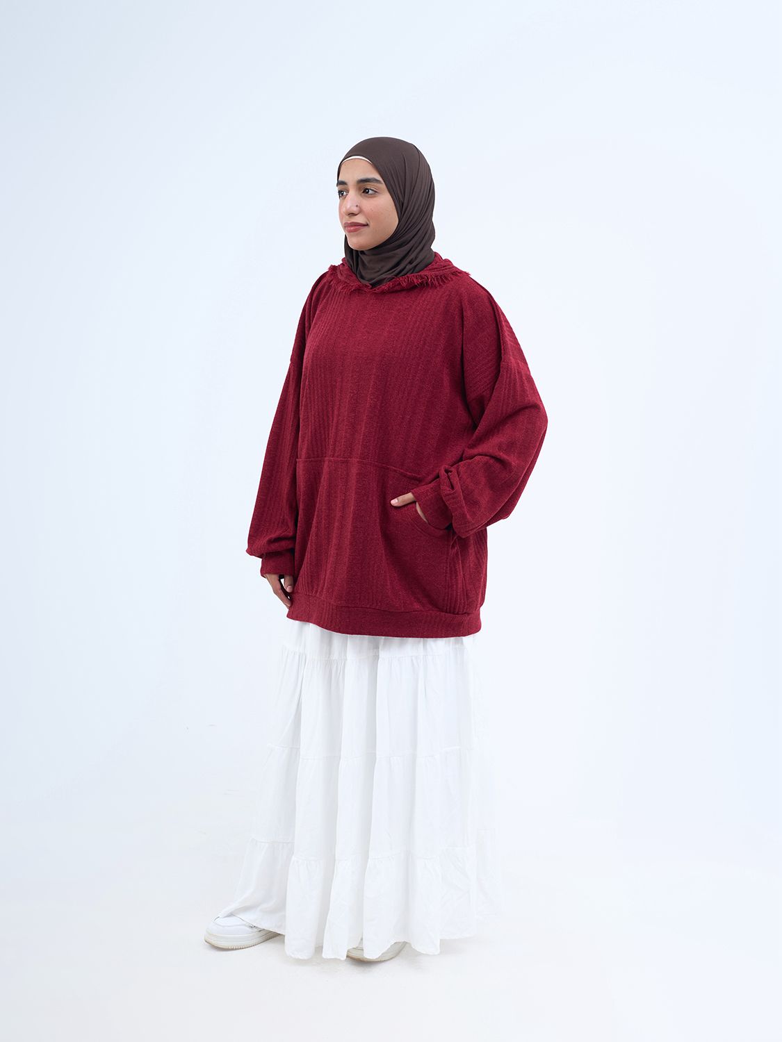 Fluffy oversized sweater - Burgundy